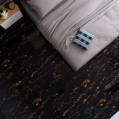 Marble Floor & Wall Tile TL 02181 Portaro Black 4 ft x 2 ft High Gloss Finish Vitrified Tile - 9 mm (Random 5)