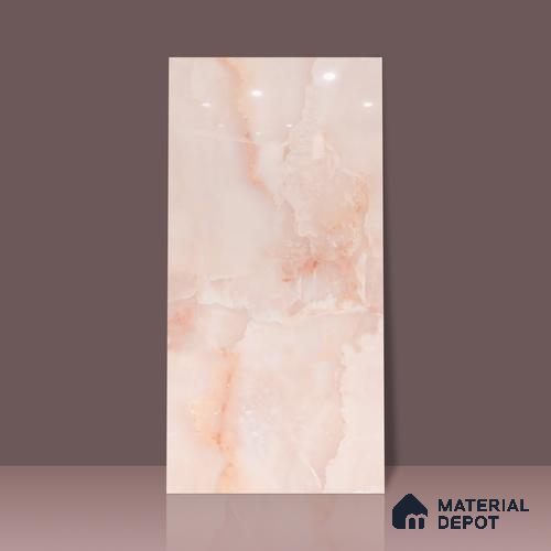Marble Floor & Wall Tile TL 02178 B Malaga Pink 4 ft x 2 ft Prima Glossy Finish Vitrified Tile - 9 mm (Random 4)