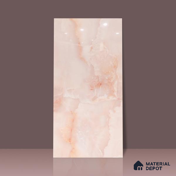 Marble Floor & Wall Tile TL 02178 B Malaga Pink 4 ft x 2 ft Prima Glossy Finish Vitrified Tile - 9 mm (Random 4)