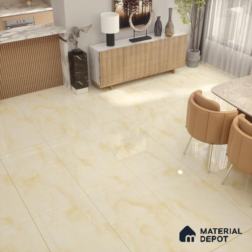 Marble Floor & Wall Tile TL 02178 A Prima Beige 4 ft x 2 ft Glossy Finish Vitrified Tile - 9 mm (Random 4)