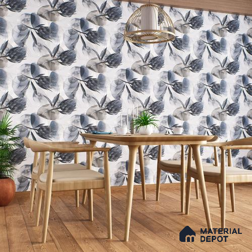 Floral Wall Tile TL 05513 B Prestige Elite Silver Decor 2 ft x 4 ft Vitrified Glue Matte Finish - 9 mm  | Suitable for Living Room, Bedroom, Bathroom