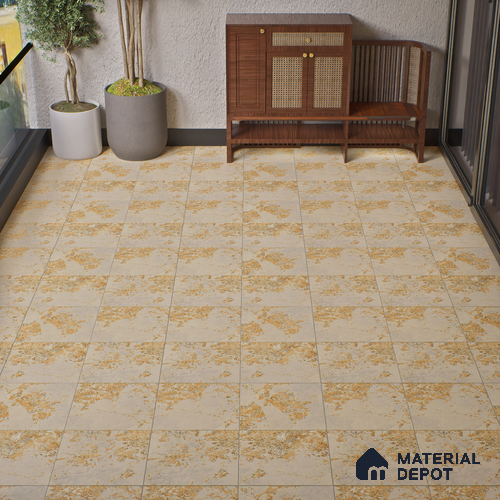 Punch Tile TL 04808 B Rustique Elegance Rustic Beige 16 x 16 inch Vitrified Matte Finish - 12 mm | Suitable for Parking, Terrace, Balcony, Courtyard | Heavy Duty Digital Anti Skid Parking Floor | Pattern Alignment May Vary | 2-3 mm Spacer is Mandatory