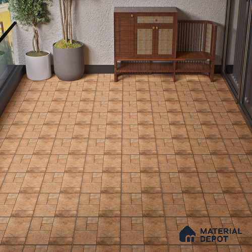 Parking Moroccan Floor Tile TL 04783 B Earthen Slate Sunset Clay 16 x 16 inch Vitrified Anti Skid Matte Finish - 12 mm | Suitable for Parking, Terrace, Balcony, Courtyard | Pattern Alignment May Vary | 2-3 mm Spacer is Mandatory