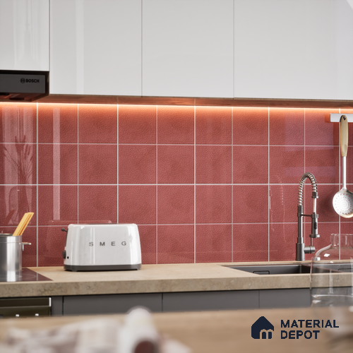 Punch Wall & Floor Tile TL 05633 E Tones Circlet Grape 1 ft x 1 ft Ceramic Glossy Finish - 9 mm | Suitable for Living Room, Bedroom, Kitchen, Bathroom