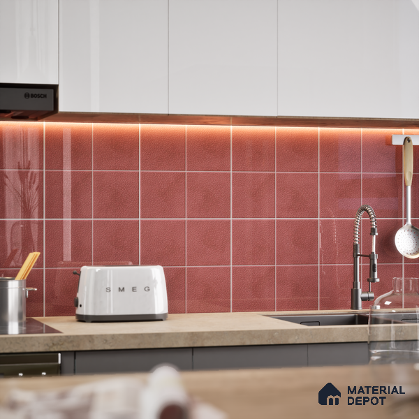 Punch Wall & Floor Tile TL 05633 E Tones Circlet Grape 1 ft x 1 ft Ceramic Glossy Finish - 9 mm | Suitable for Living Room, Bedroom, Kitchen, Bathroom