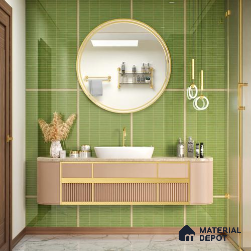 Faux Subway Wall Tile TL 06499 B Kitkat Green 4 ft x 2 ft Vitrified Glossy Finish - 9 mm | Suitable for Kitchen, Bathroom & Dining Area