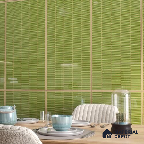 Faux Subway Wall Tile TL 06499 B Kitkat Green 4 ft x 2 ft Vitrified Glossy Finish - 9 mm | Suitable for Kitchen, Bathroom & Dining Area