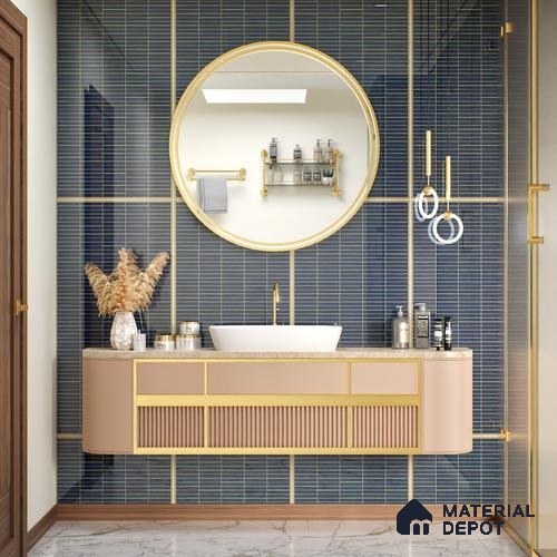 Faux Subway Wall Tile TL 06499 C Kitkat Cobalt Blue 4 ft x 2 ft Vitrified Glossy Finish - 9 mm | Suitable for Kitchen, Bathroom & Dining Area