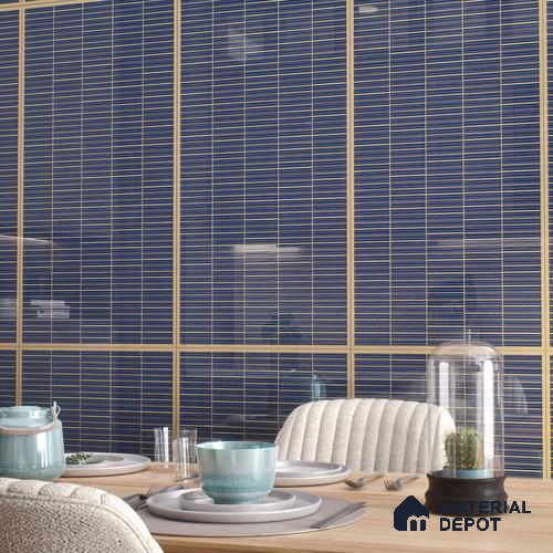 Faux Subway Wall Tile TL 06499 C Kitkat Cobalt Blue 4 ft x 2 ft Vitrified Glossy Finish - 9 mm | Suitable for Kitchen, Bathroom & Dining Area