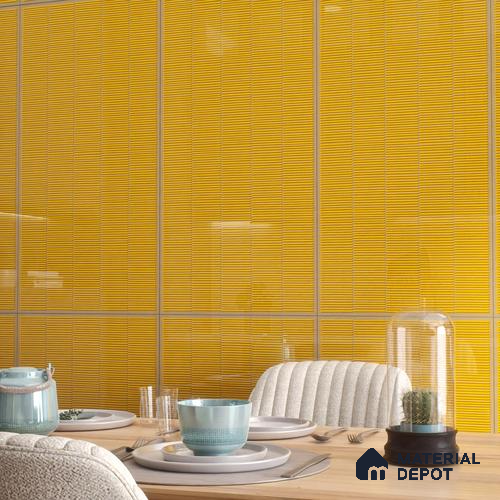 Faux Subway Wall Tile TL 06499 E Kitkat Yellow 4 ft x 2 ft Vitrified Glossy Finish - 9 mm | Suitable for Kitchen, Bathroom & Dining Area