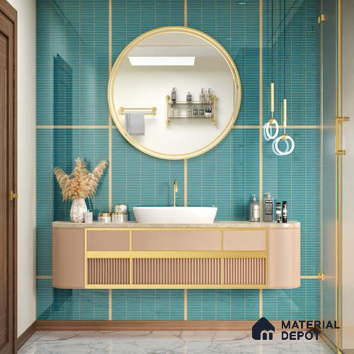 Faux Subway Wall Tile TL 06499 G Kitkat Sky 4 ft x 2 ft Vitrified Glossy Finish - 9 mm | Suitable for Kitchen, Bathroom & Dining Area