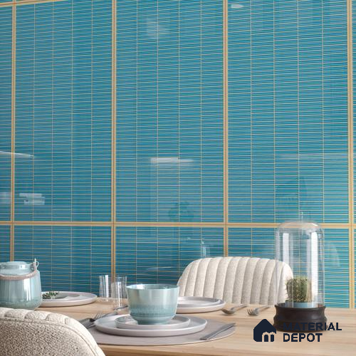 Faux Subway Wall Tile TL 06499 G Kitkat Sky 4 ft x 2 ft Vitrified Glossy Finish - 9 mm | Suitable for Kitchen, Bathroom & Dining Area