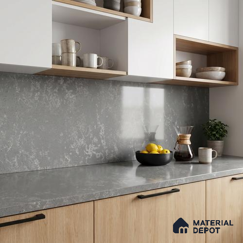 Belina Quartz QR 00001 C Urbane Viola Series 10.75 ft x 2.71 ft Quartz - 20 mm | 7 Years Warranty | Suitable for Kitchen, Restaurant, Counter Tops, Dining, Reception, office