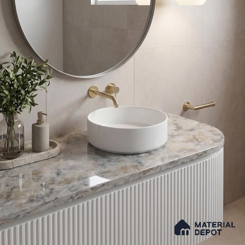Belina Quartz QR 00002 Ivory Cloudstone Viola Series 10.75 ft x 5.42 ft Quartz - 20 mm | 7 Years Warranty | Suitable for Kitchen, Restaurant, Counter Tops, Dining, Reception, office