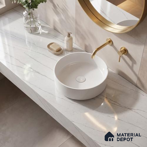 Belina Quartz QR 00005 Calacatta Silverline Viola Series 10.75 ft x 5.42 ft Quartz - 20 mm | 7 Years Warranty | Suitable for Kitchen, Restaurant, Counter Tops, Dining, Reception, office