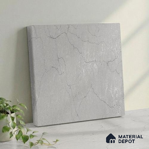 Belina Quartz QR 00009 Calacatta Silver Mist Viola Series 10.75 ft x 5.42 ft Quartz - 20 mm | 7 Years Warranty | Suitable for Kitchen, Restaurant, Counter Tops, Dining, Reception, office