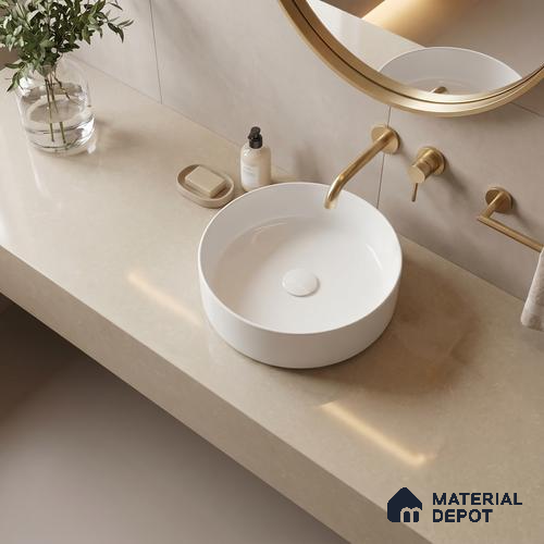 Belina Quartz QR 00011 Sandstone Mist Viola Series 10.75 ft x 5.42 ft Quartz - 20 mm | 7 Years Warranty | Suitable for Kitchen, Restaurant, Counter Tops, Dining, Reception, office