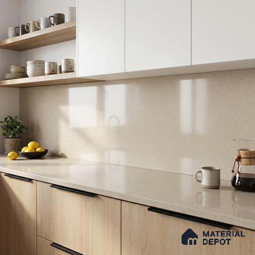 Belina Quartz QR 00011 Sandstone Mist Viola Series 10.75 ft x 5.42 ft Quartz - 20 mm | 7 Years Warranty | Suitable for Kitchen, Restaurant, Counter Tops, Dining, Reception, office