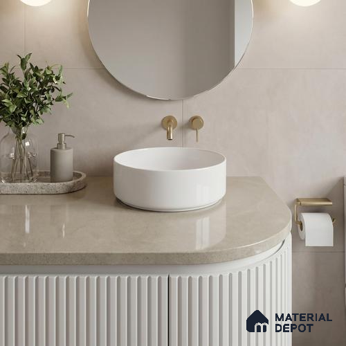 Belina Quartz QR 00012 B Sandstone Viola Series 10.75 ft x 2.71 ft Quartz - 20 mm | 7 Years Warranty | Suitable for Kitchen, Restaurant, Counter Tops, Dining, Reception, office