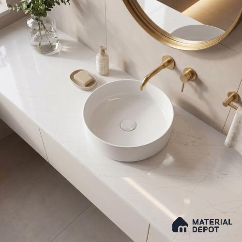 Belina Quartz QR 00019 Lunar Veil Regalia Series 11.42 ft x 6.58 ft Quartz - 20 mm | 10 Years Warranty | Suitable for Kitchen, Restaurant, Counter Tops, Dining, Reception, office