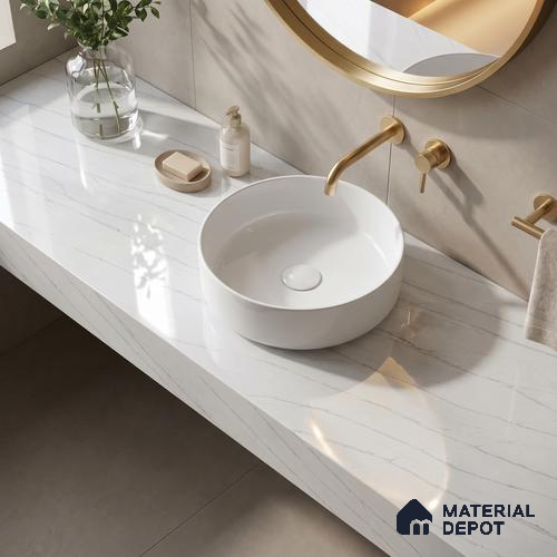 Belina Quartz QR 00027 Silver Drift Regalia Series 11.42 ft x 6.58 ft Quartz - 20 mm | 10 Years Warranty | Suitable for Kitchen, Restaurant, Counter Tops, Dining, Reception, office