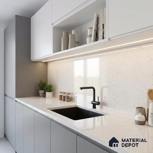 Belina Quartz QR 00051 Frosted Petal Regalia Series 11.42 ft x 6.58 ft Quartz - 20 mm | 10 Years Warranty | Suitable for Kitchen, Restaurant, Counter Tops, Dining, Reception, office