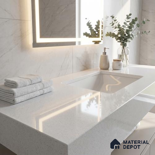 Belina Quartz QR 00054 C Frosted Pebble Regalia Series 10.76 ft x 2.71 ft Quartz - 20 mm | 10 Years Warranty | Suitable for Kitchen, Restaurant, Counter Tops, Dining, Reception, office