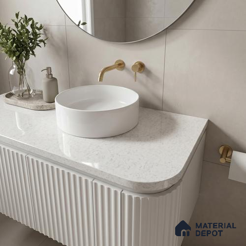 Belina Quartz QR 00061 Ivory Mist Regalia Series 11.42 ft x 6.58 ft Quartz - 20 mm | 10 Years Warranty | Suitable for Kitchen, Restaurant, Counter Tops, Dining, Reception, office