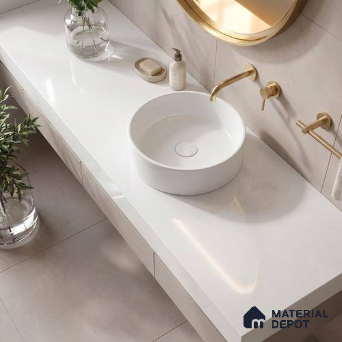 Belina Quartz QR 00063 Cloudstone Regalia Series 11.42 ft x 6.58 ft Quartz - 20 mm | 10 Years Warranty | Suitable for Kitchen, Restaurant, Counter Tops, Dining, Reception, office