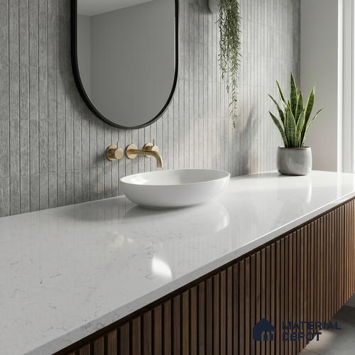 Belina Quartz QR 00082 B Carrara Venatino Viola Series 10.75 ft x 2.71 ft Quartz - 20 mm | 7 Years Warranty | Suitable for Kitchen, Restaurant, Counter Tops, Dining, Reception, office