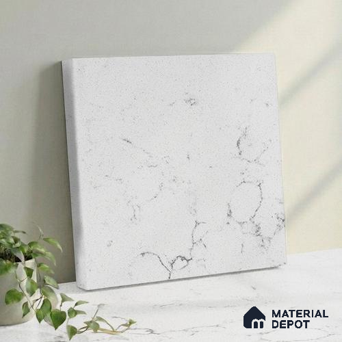 Belina Quartz QR 00082 B Carrara Venatino Viola Series 10.75 ft x 2.71 ft Quartz - 20 mm | 7 Years Warranty | Suitable for Kitchen, Restaurant, Counter Tops, Dining, Reception, office