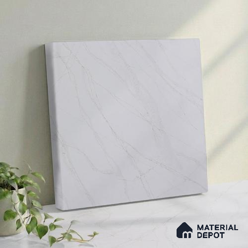 Belina Quartz QR 00093 Ivory Cascade Regalia Series 11.42 ft x 6.58 ft Quartz - 20 mm | 10 Years Warranty | Suitable for Kitchen, Restaurant, Counter Tops, Dining, Reception, office