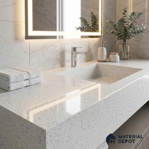 Belina Quartz QR 00164 Frosted Pebble Value Series 10.66 ft x 5.31 ft Quartz - 20 mm | 5 Years Warranty | Suitable for Kitchen, Restaurant, Counter Tops, Dining, Reception, office