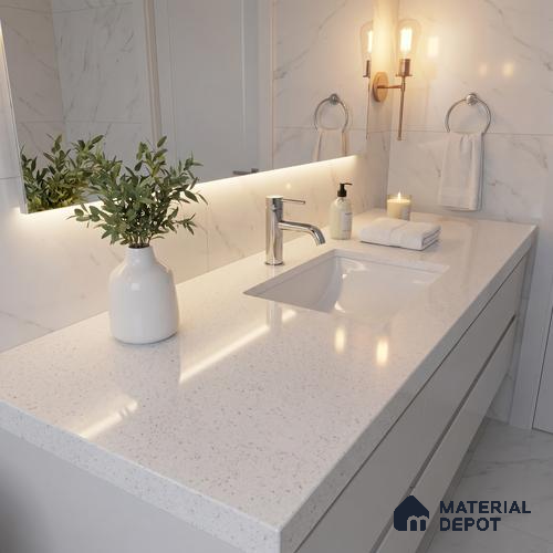 Belina Quartz QR 00167 Frosted Pebble Value Series 10.66 ft x 5.41 ft Quartz - 20 mm | 5 Years Warranty | Suitable for Kitchen, Restaurant, Counter Tops, Dining, Reception, office