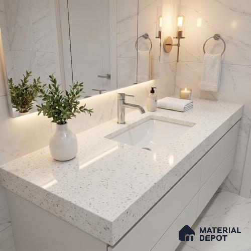 Belina Quartz QR 00168 Pebble Mist Value Series 10.66 ft x 5.41 ft Quartz - 20 mm | 5 Years Warranty | Suitable for Kitchen, Restaurant, Counter Tops, Dining, Reception, office