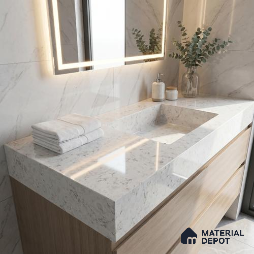 Belina Quartz QR 00174 Sahara Vein Value Series 10.5 ft x 5.25 ft Quartz - 20 mm | 5 Years Warranty | Suitable for Kitchen, Restaurant, Counter Tops, Dining, Reception, office