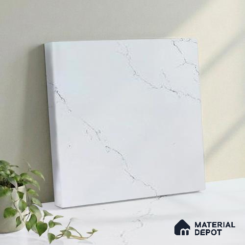 Belina Quartz QR 00176 C Silver Mist Calacatta Value Series 10.5 ft x 2.62 ft Quartz - 20 mm | 5 Years Warranty | Suitable for Kitchen, Restaurant, Counter Tops, Dining, Reception, office