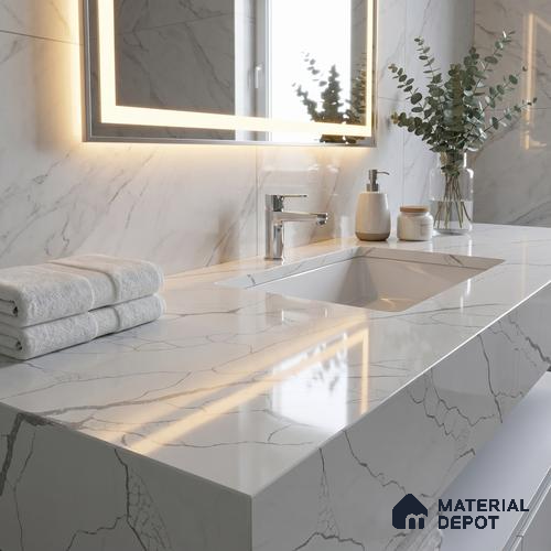 Belina Quartz QR 00178 Frosted Arbor Value Series 10.5 ft x 5.25 ft Quartz - 20 mm | 5 Years Warranty | Suitable for Kitchen, Restaurant, Counter Tops, Dining, Reception, office