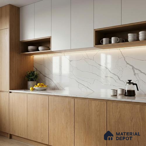 Belina Quartz QR 00178 Frosted Arbor Value Series 10.5 ft x 5.25 ft Quartz - 20 mm | 5 Years Warranty | Suitable for Kitchen, Restaurant, Counter Tops, Dining, Reception, office