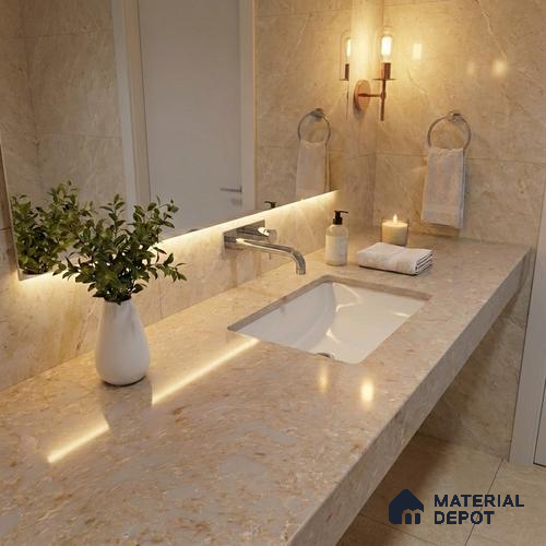 Belina Quartz QR 00194 Sahara Veil Value Series 10.56 ft x 5.31 ft Quartz - 20 mm | 5 Years Warranty | Suitable for Kitchen, Restaurant, Counter Tops, Dining, Reception, office