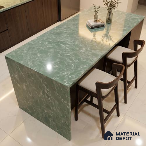 Belina Quartz QR 00197 Verdant Mist Value Series 10.56 ft x 5.31 ft Quartz - 20 mm | 5 Years Warranty | Suitable for Kitchen, Restaurant, Counter Tops, Dining, Reception, office