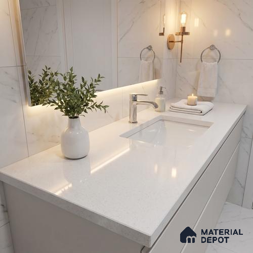 Belina Quartz QR 00199 Frosted Whisper Helsinki Series 11.5 ft x 6.5 ft Quartz - 20 mm | 10 Years of Replacement Warranty | Suitable for Kitchen, Restaurant, Counter Tops, Dining, Reception, office