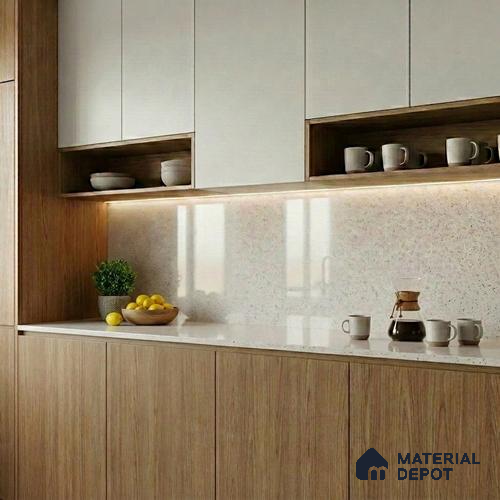 Belina Quartz QR 00201 Frosted Pebble Helsinki Series 11.5 ft x 6.5 ft Quartz - 20 mm | 10 Years of Replacement Warranty | Suitable for Kitchen, Restaurant, Counter Tops, Dining, Reception, office
