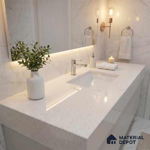 Belina Quartz QR 00202 Ivory Terrazzo Helsinki Series 11.5 ft x 6.5 ft Quartz - 20 mm | 10 Years of Replacement Warranty | Suitable for Kitchen, Restaurant, Counter Tops, Dining, Reception, office