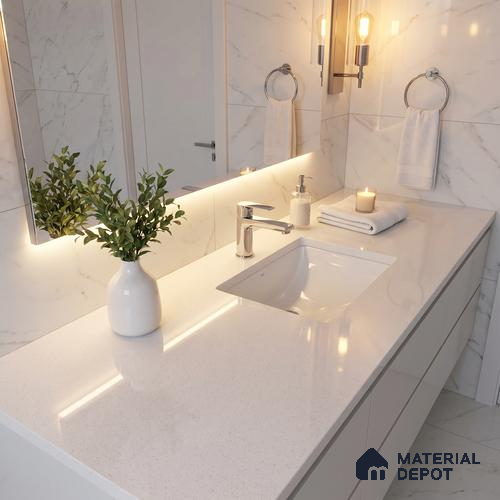 Belina Quartz QR 00203 Opaline Mist Helsinki Series 11.5 ft x 6.5 ft Quartz - 20 mm | 10 Years of Replacement Warranty | Suitable for Kitchen, Restaurant, Counter Tops, Dining, Reception, office