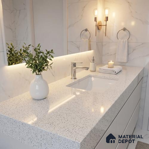 Belina Quartz QR 00204 Frosted Pebble Helsinki Series 11.5 ft x 6.5 ft Quartz - 20 mm | 10 Years of Replacement Warranty | Suitable for Kitchen, Restaurant, Counter Tops, Dining, Reception, office