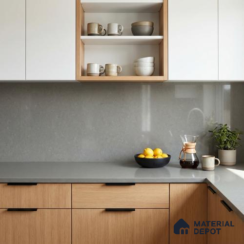 Belina Quartz QR 00214 Silvershadow Helsinki Series 11.5 ft x 6.5 ft Quartz - 20 mm | 10 Years of Replacement Warranty | Suitable for Kitchen, Restaurant, Counter Tops, Dining, Reception, office