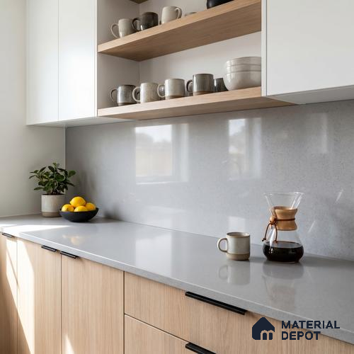 Belina Quartz QR 00217 Mist Quartz Helsinki Series 11.5 ft x 6.5 ft Quartz - 20 mm | 10 Years of Replacement Warranty | Suitable for Kitchen, Restaurant, Counter Tops, Dining, Reception, office