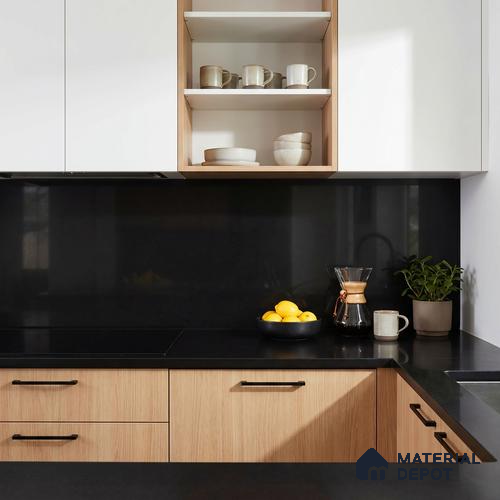 Belina Quartz QR 00219 Noir Velvet Helsinki Series 11.5 ft x 6.5 ft Quartz - 20 mm | 10 Years of Replacement Warranty | Suitable for Kitchen, Restaurant, Counter Tops, Dining, Reception, office