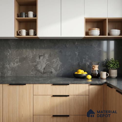 Belina Quartz QR 00228 Noir Nebula Helsinki Series 11.5 ft x 6.5 ft Quartz - 20 mm | 10 Years of Replacement Warranty | Suitable for Kitchen, Restaurant, Counter Tops, Dining, Reception, office